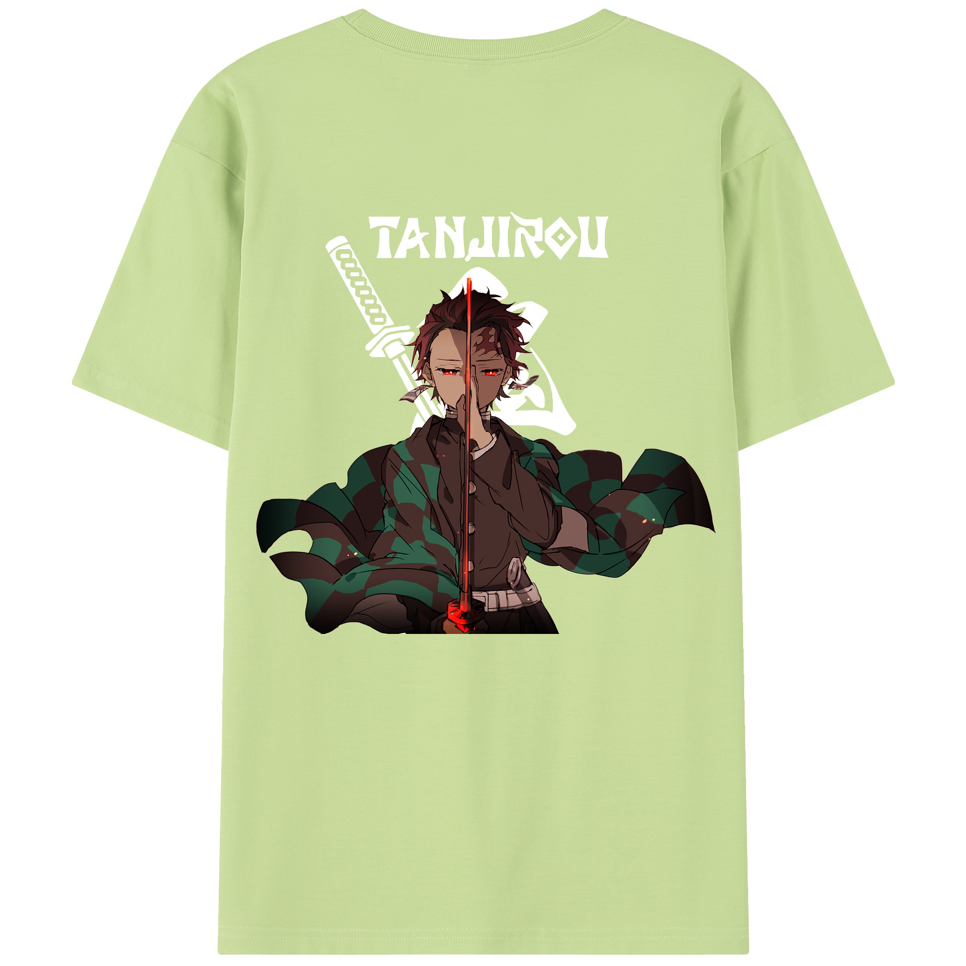 （画像用） 鬼滅の刃 竈門 炭治郎／かまど たんじろう Kamado Tanjirou 綿100％半袖Tシャツ（背面プリント）